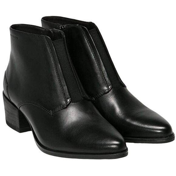 Vagabond Marja Ankle Bootie Winter Heeled Pull On Pointed Toe Leather Black 9 - Picture 1 of 7